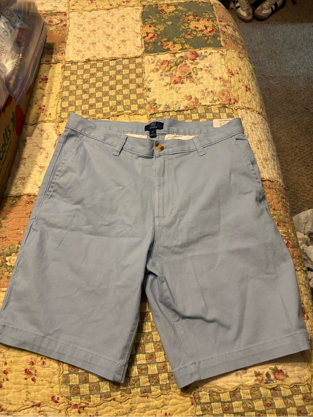 George Light Blue Flat Front Men’s Chino Shorts